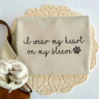 Custom I Wear My Heart On My Sleeve Embroidered Hoodie | Gift For Pet Lovers