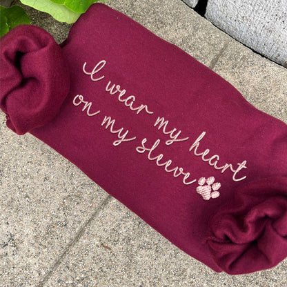 Custom I Wear My Heart On My Sleeve Embroidered Hoodie | Gift For Pet Lovers