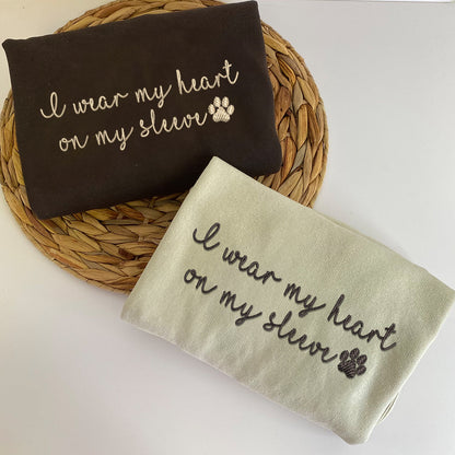 Custom I Wear My Heart On My Sleeve Embroidered Hoodie | Gift For Pet Lovers