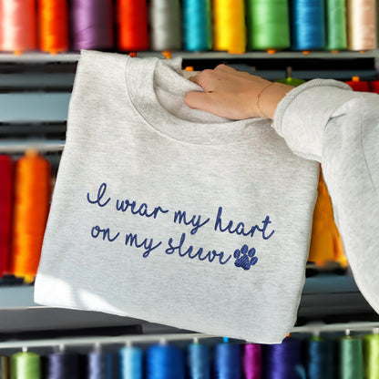 Custom I Wear My Heart On My Sleeve Embroidered Sweatshirt | Gift For Pet Lovers