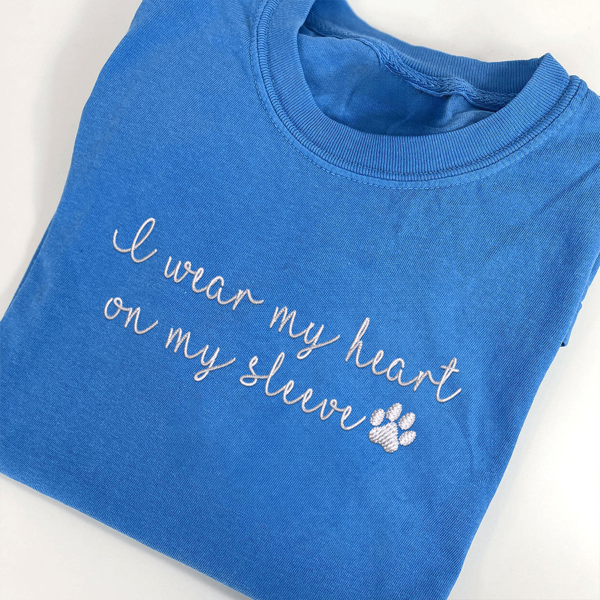 Custom I Wear My Heart On My Sleeve Embroidered T-Shirt | Gift For Pet Lovers