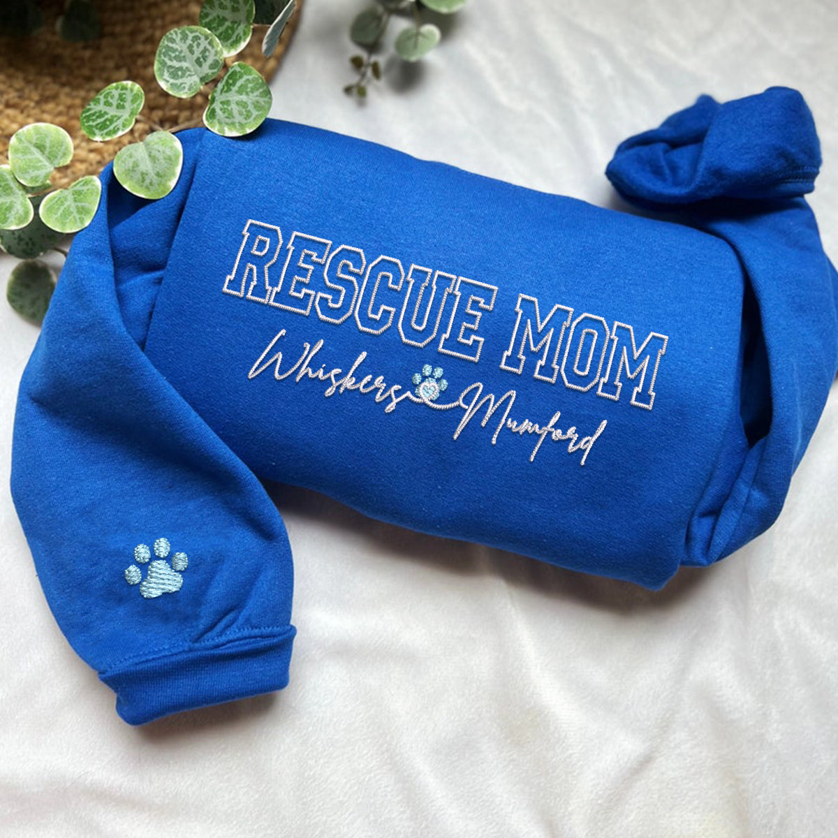 Custom Rescue Mom With Names Embroidered Sweatshirt | Gift For Pet Lovers