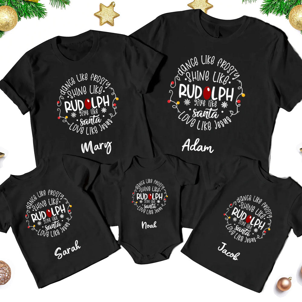 Personalized Dance Like Frosty Christmas Family Matching Shirts