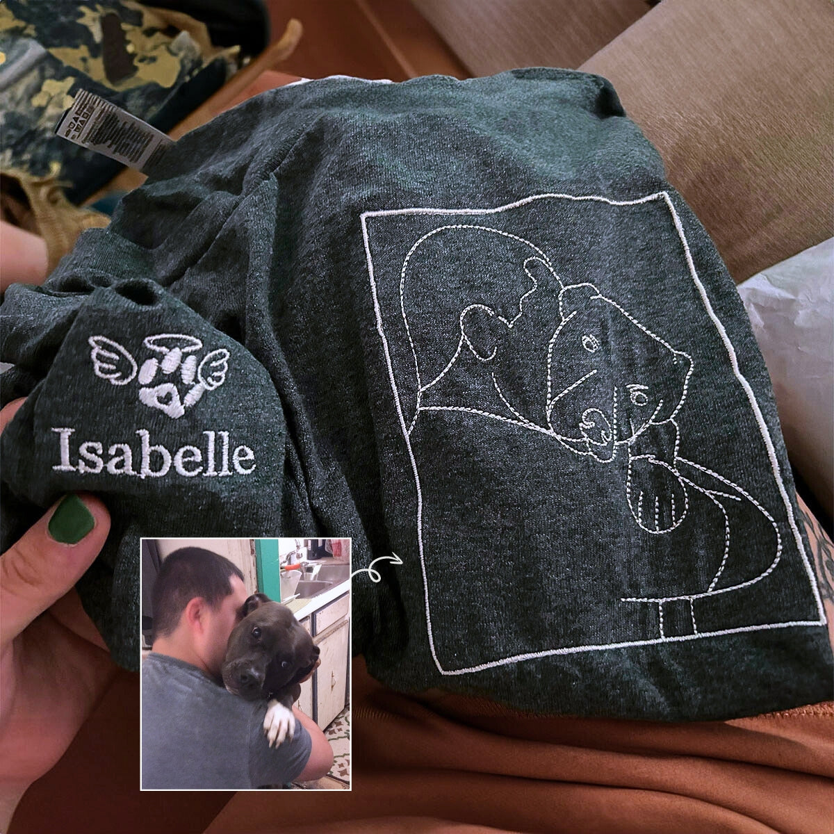 Custom Dog Dad Sweatshirt Embroidered Pet Face Name Portraits Photo | Gifts for Pet Lovers