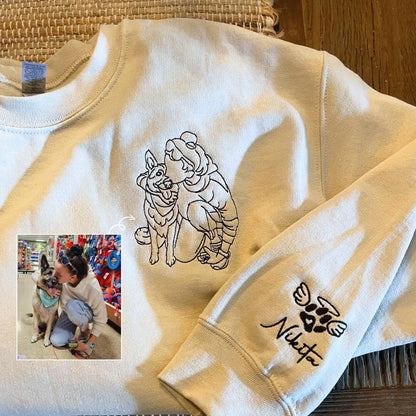 Custom Dog Dad Sweatshirt Embroidered Pet Face Name Portraits Photo | Gifts for Pet Lovers