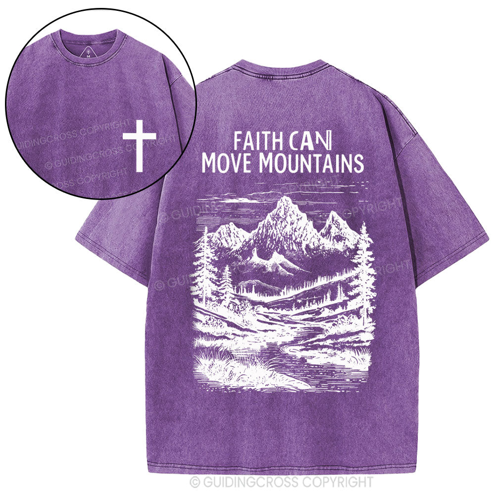Faith Can Move Mountains Christian Washed T-Shirt