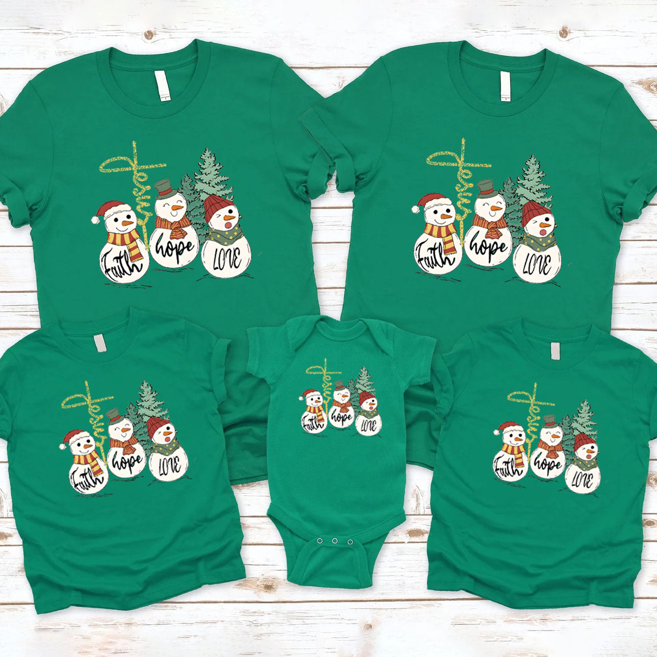 Personalized Faith Hope Love Christmas Family Matching Shirts