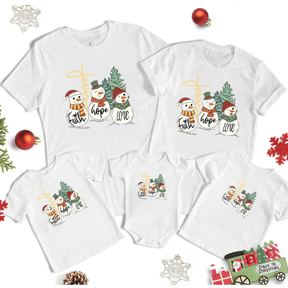 Personalized Faith Hope Love Christmas Family Matching Shirts