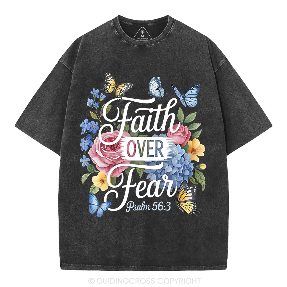 Faith Over Fear Christian Washed T-Shirt