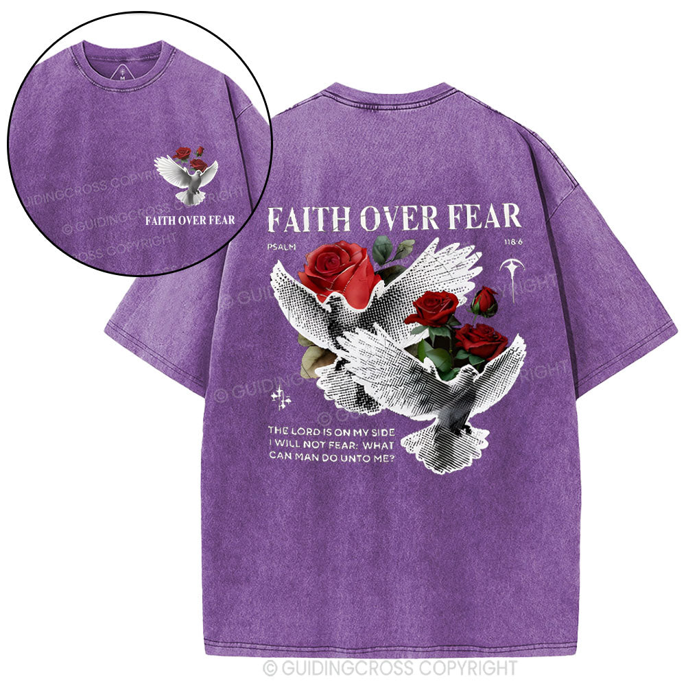 Faith Over Fear Christian Washed T-Shirt