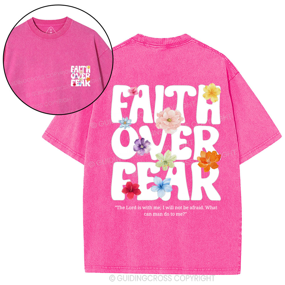 Faith Over Fear Christian Washed T-Shirt