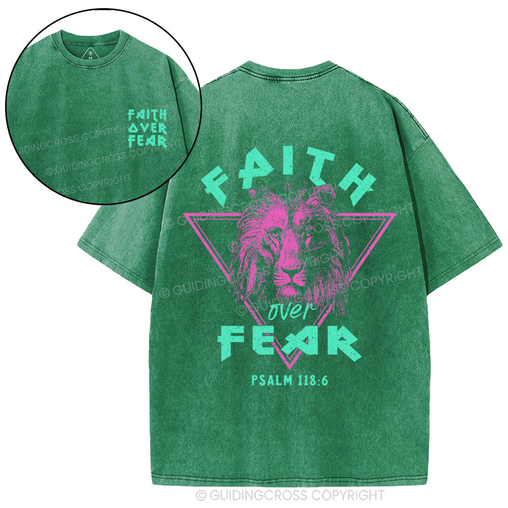 Faith Over Fear Lion Christian Washed T-Shirt
