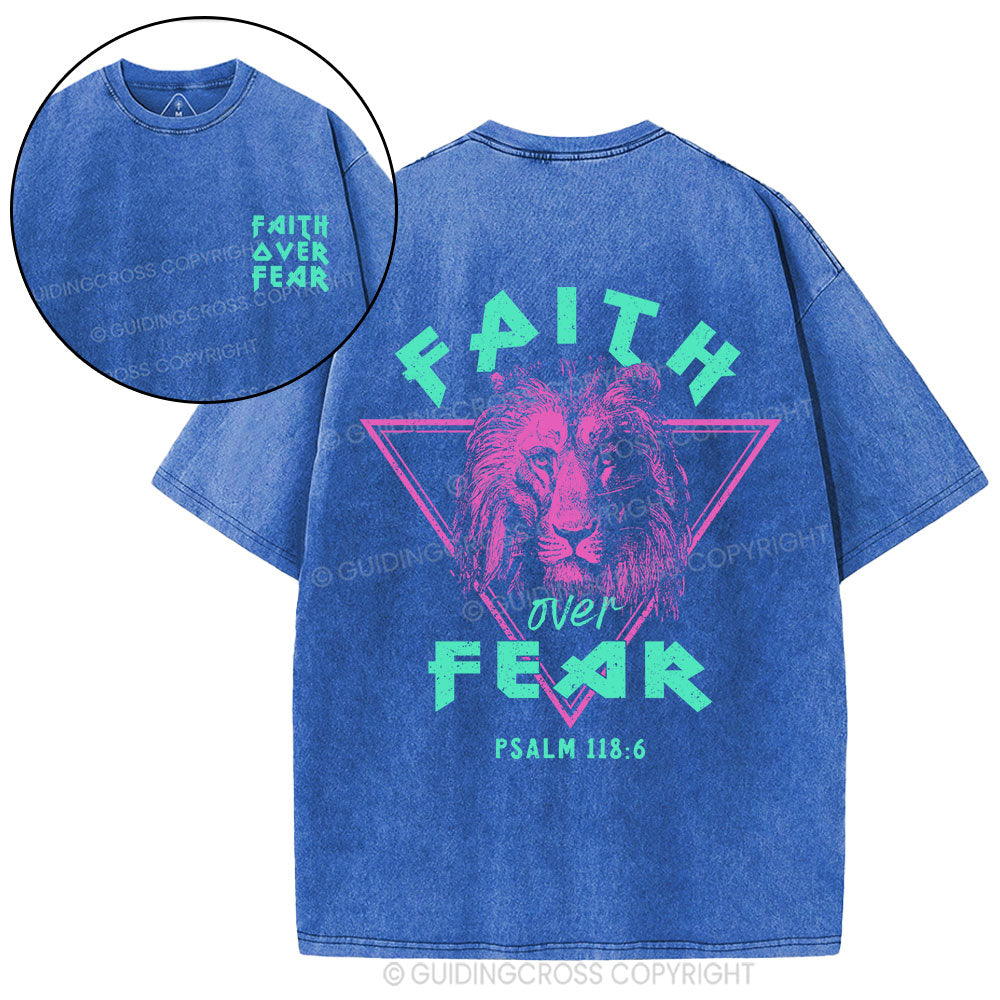 Faith Over Fear Lion Christian Washed T-Shirt