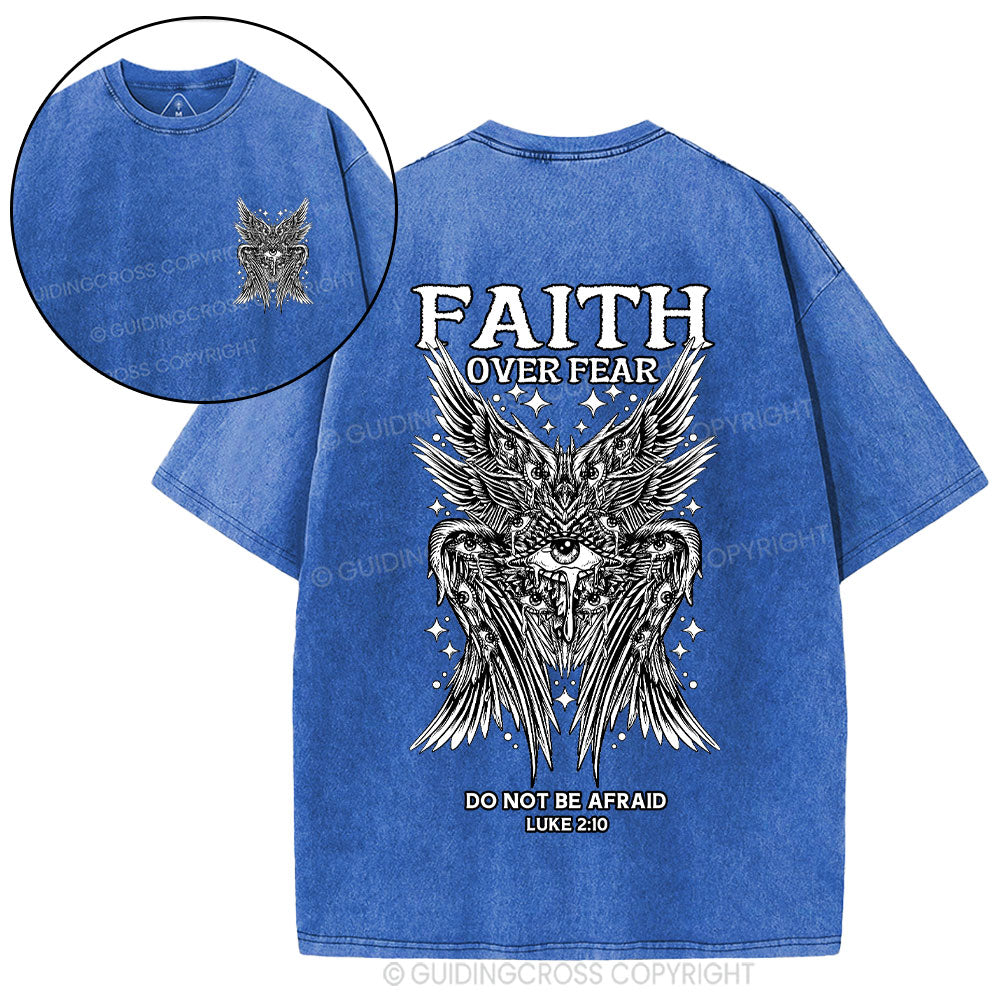 Faith Over Fear Seraphim Angel Christian Washed T-Shirt