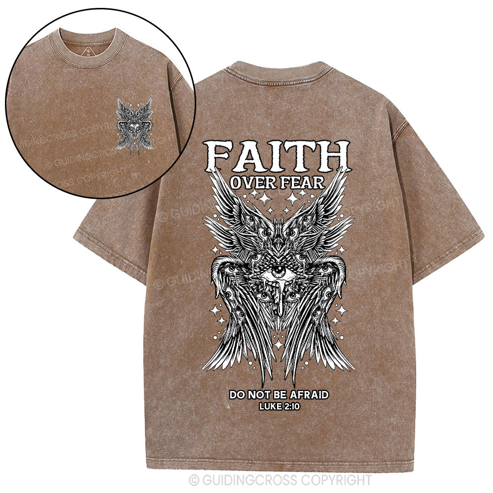 Faith Over Fear Seraphim Angel Christian Washed T-Shirt