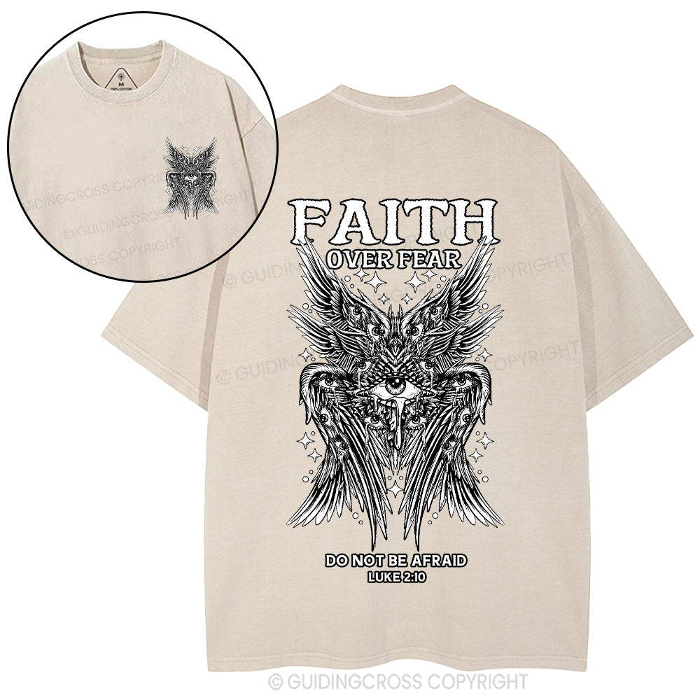 Faith Over Fear Seraphim Angel Christian Washed T-Shirt