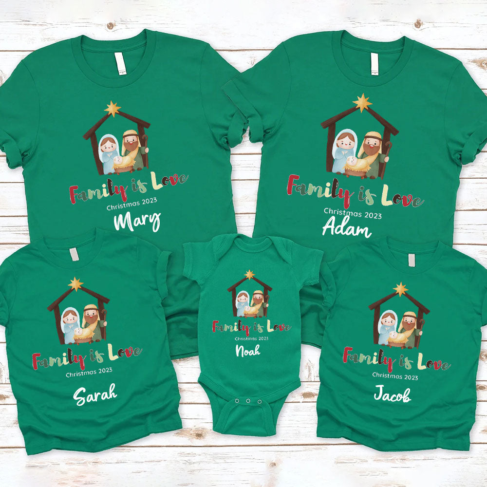 Family Is Love Christmas Christian Family Matching Shirts