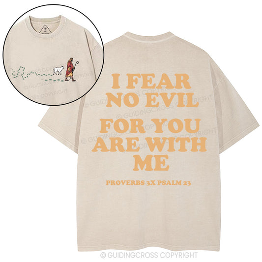 Follow Jesus Fear No Evil Christian Washed T-Shirt