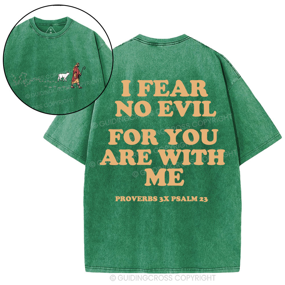 Follow Jesus Fear No Evil Christian Washed T-Shirt