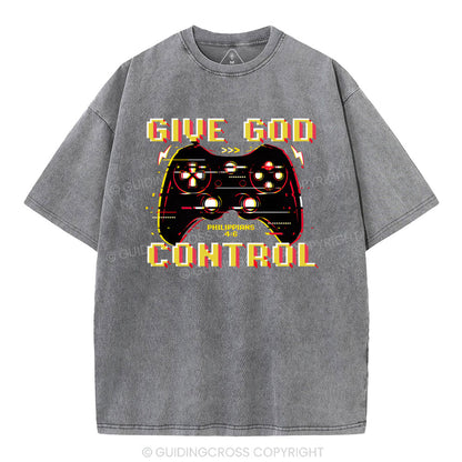 Give God Control Christian Washed T-Shirt