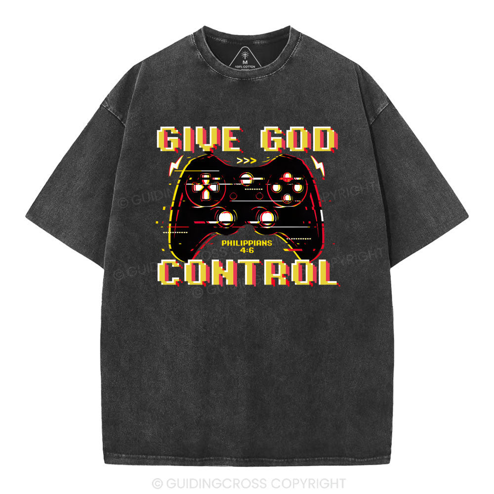 Give God Control Christian Washed T-Shirt