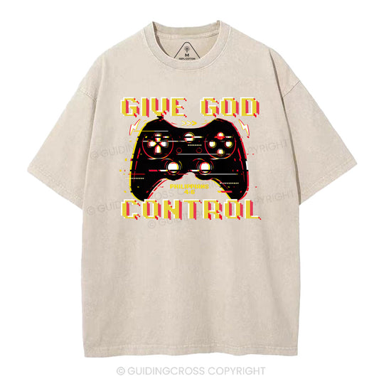 Give God Control Christian Washed T-Shirt