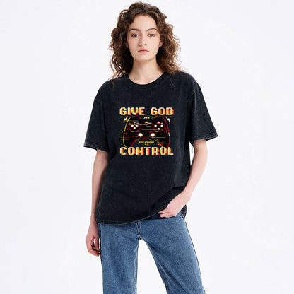 Give God Control Christian Washed T-Shirt