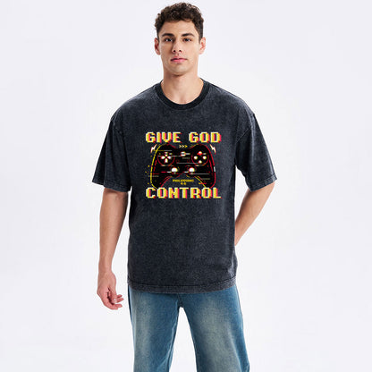 Give God Control Christian Washed T-Shirt