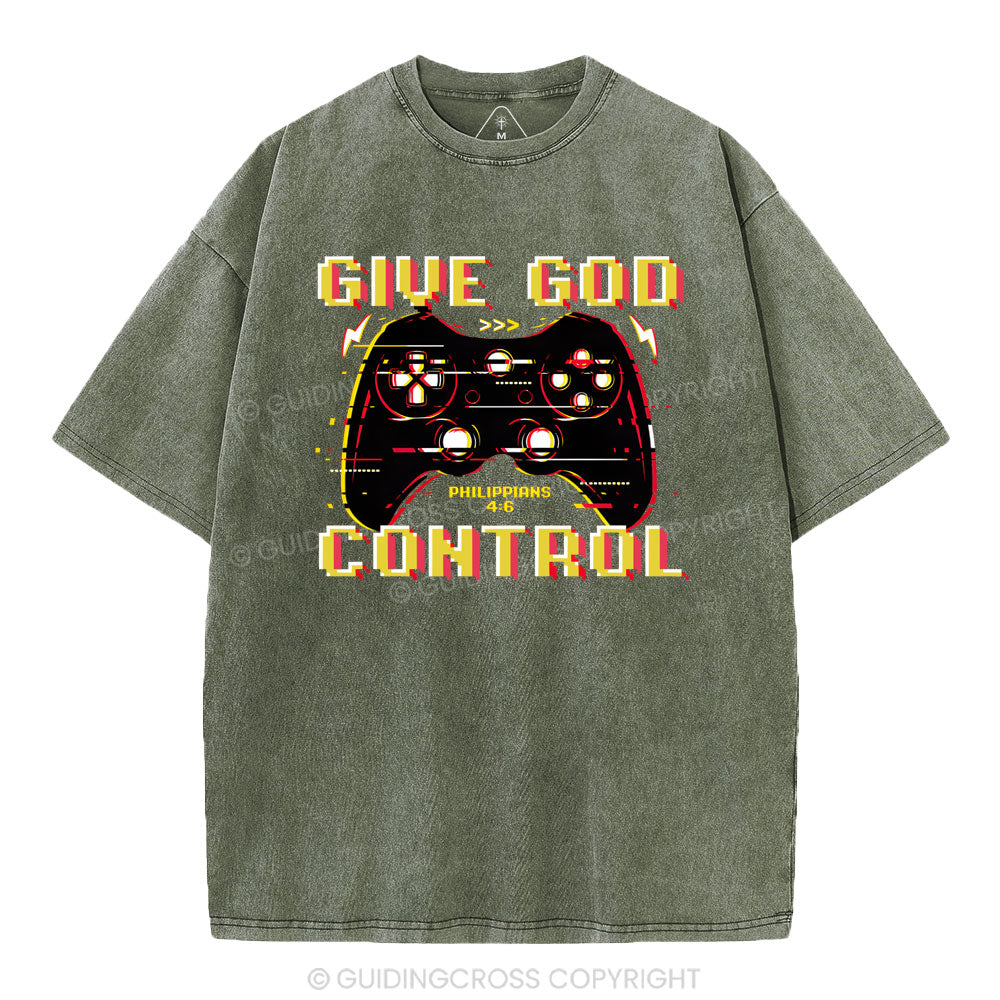 Give God Control Christian Washed T-Shirt