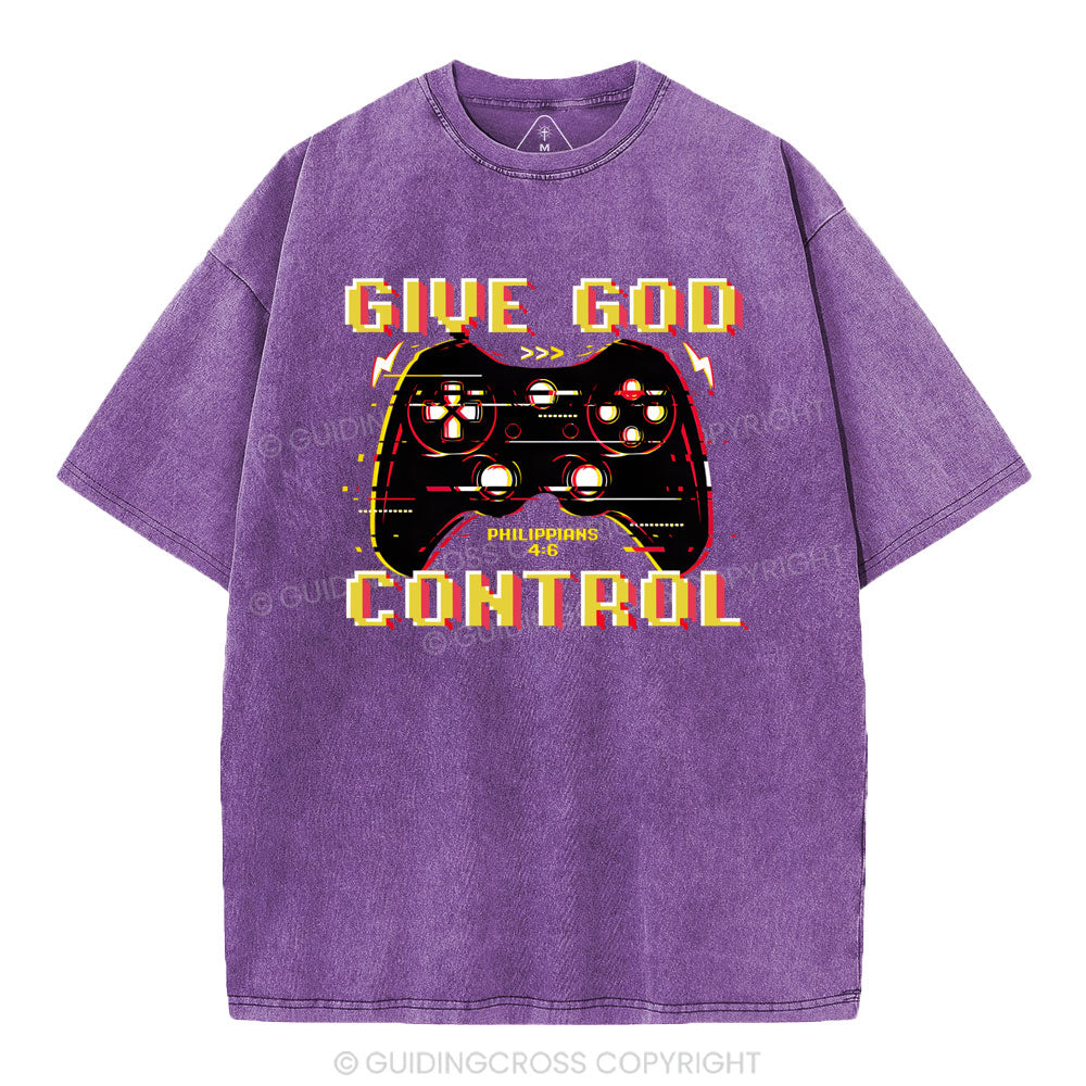 Give God Control Christian Washed T-Shirt