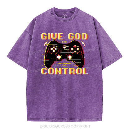 Give God Control Christian Washed T-Shirt