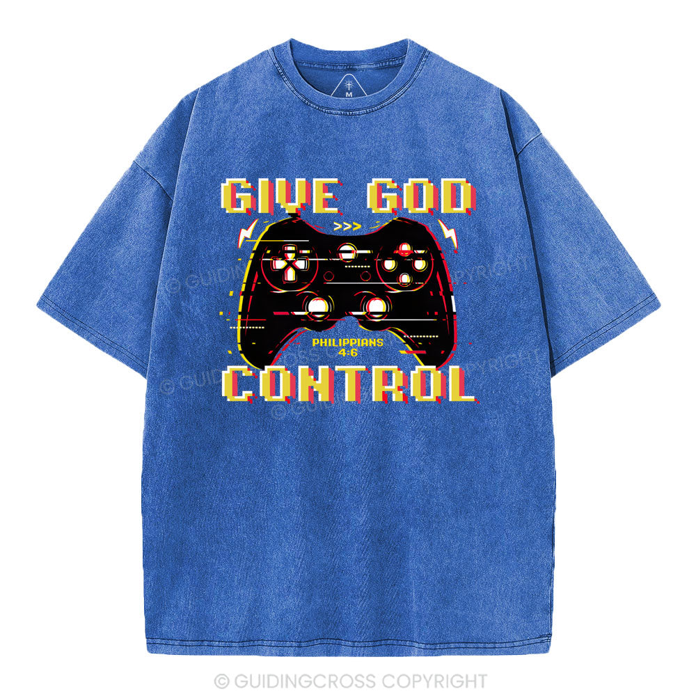 Give God Control Christian Washed T-Shirt