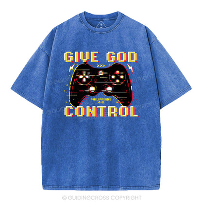 Give God Control Christian Washed T-Shirt