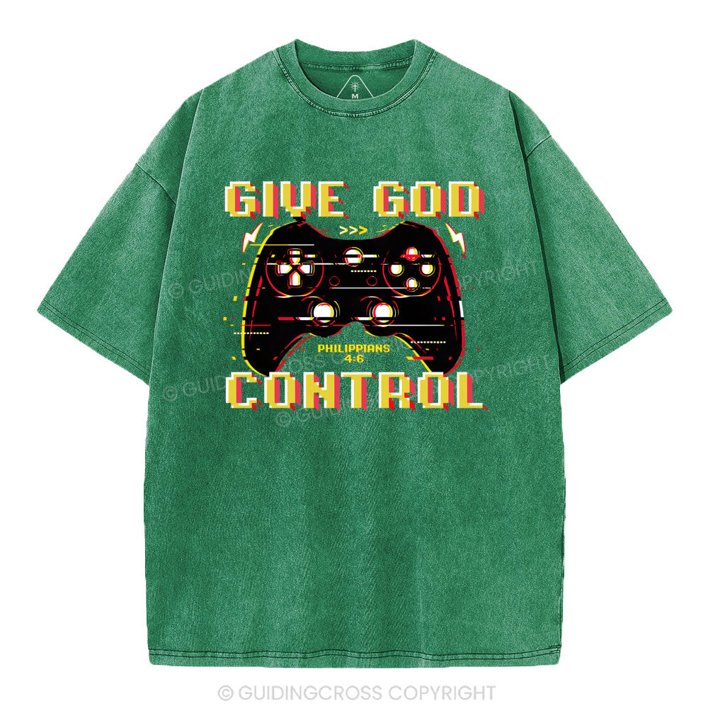 Give God Control Christian Washed T-Shirt