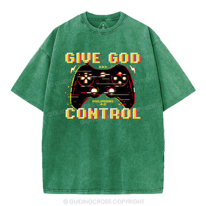 Give God Control Christian Washed T-Shirt