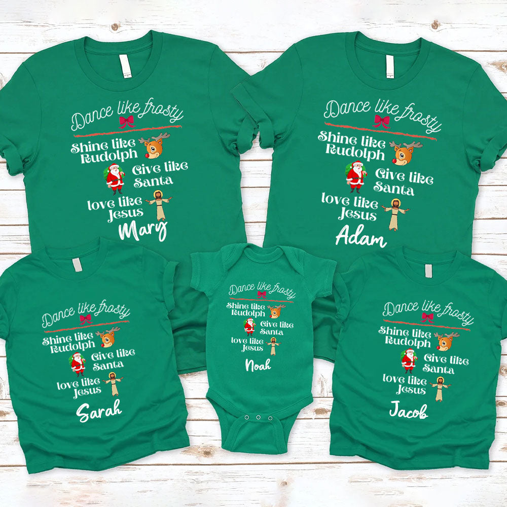 Give Like Santa Love Like Jesus Christmas Family Matching Shirts