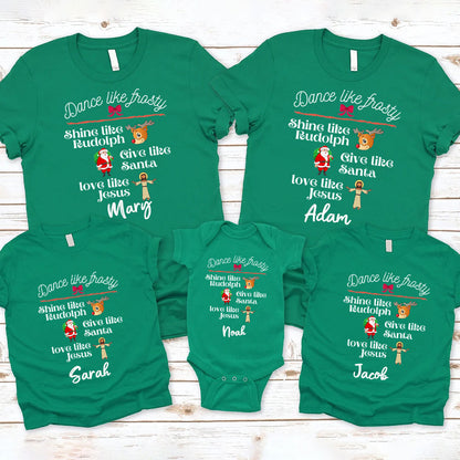 Give Like Santa Love Like Jesus Christmas Family Matching Shirts