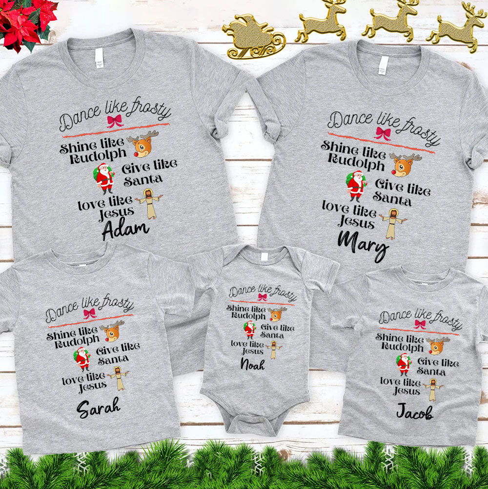 Give Like Santa Love Like Jesus Christmas Family Matching Shirts