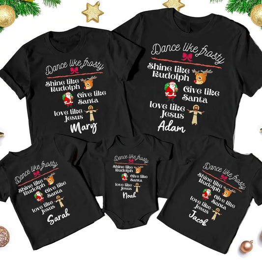 Give Like Santa Love Like Jesus Christmas Family Matching Shirts