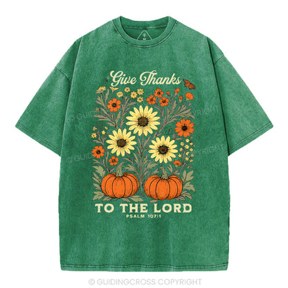 Give Thanks To The Lord Christian Washed T-Shirt