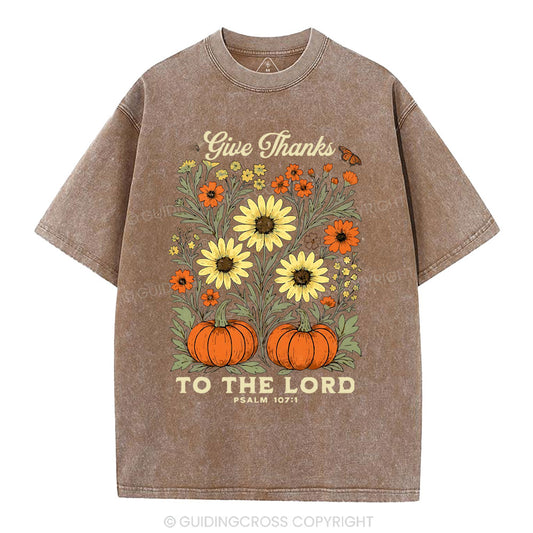 Give Thanks To The Lord Christian Washed T-Shirt