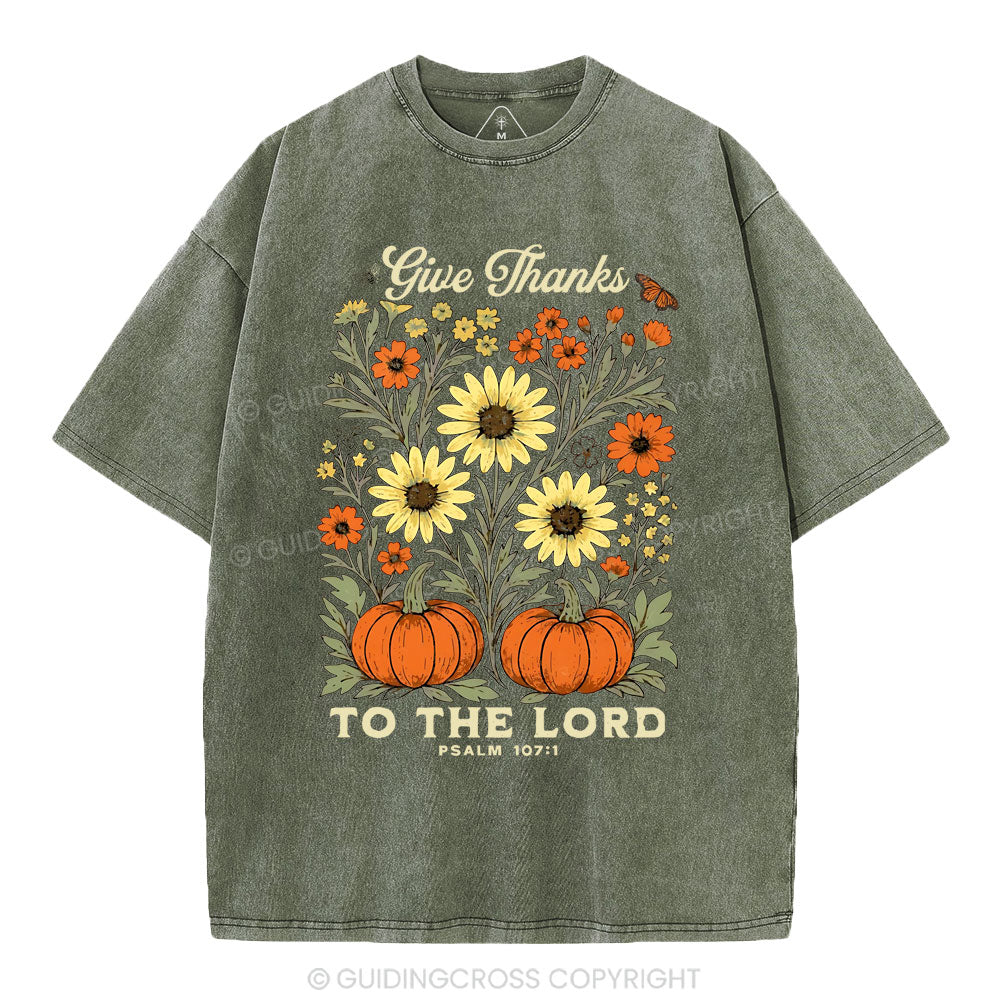 Give Thanks To The Lord Christian Washed T-Shirt
