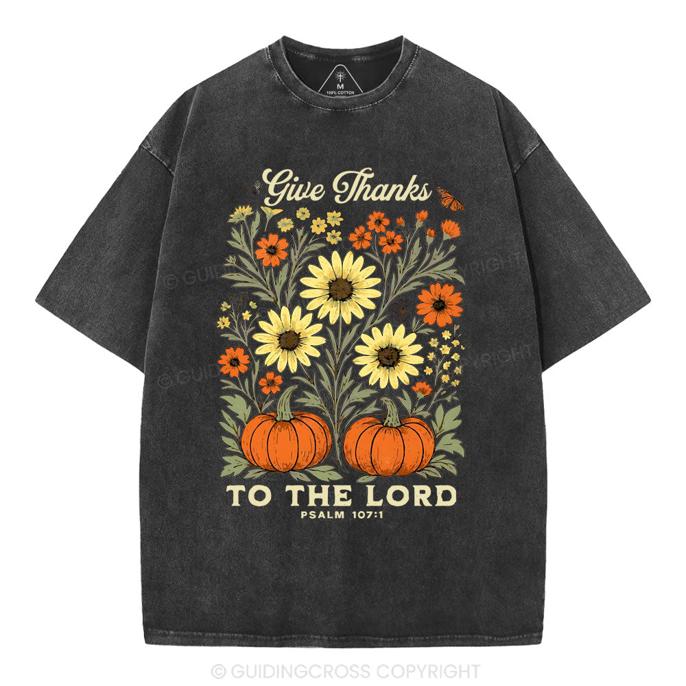 Give Thanks To The Lord Christian Washed T-Shirt
