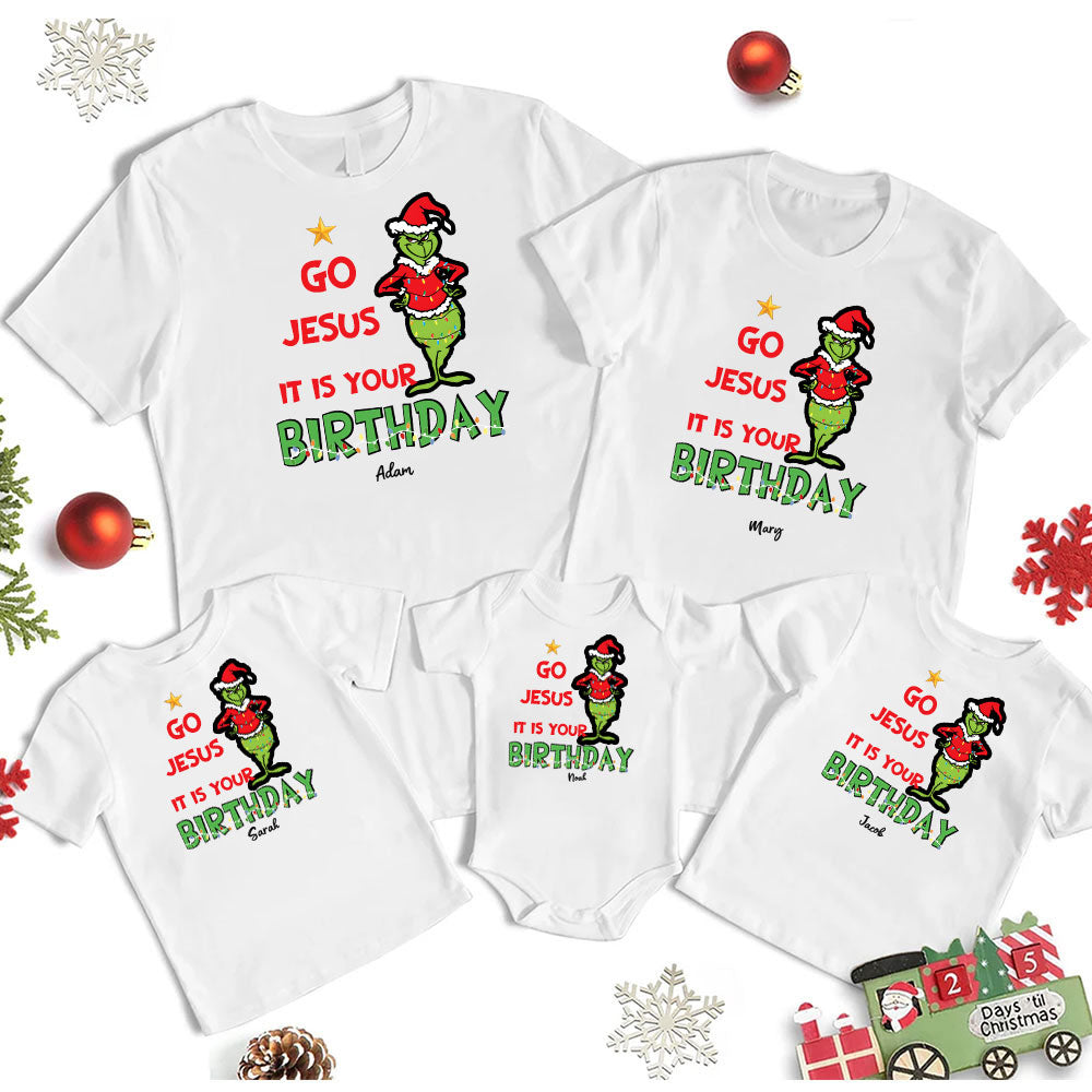 Personalized Go Jesus It Is Your Birthday Christmas Family Matching Shirts