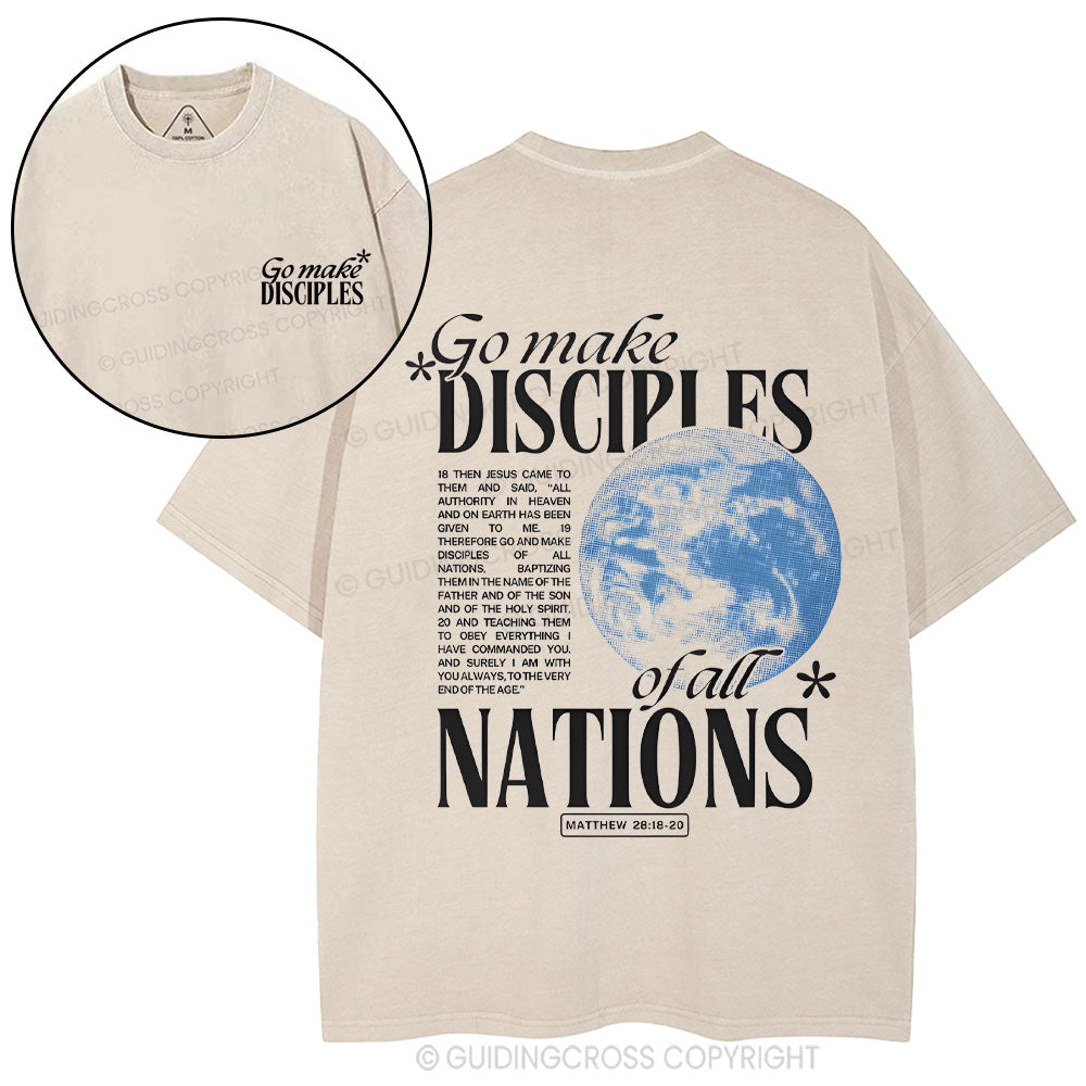 Go Make Disciples Christian Washed T-Shirt