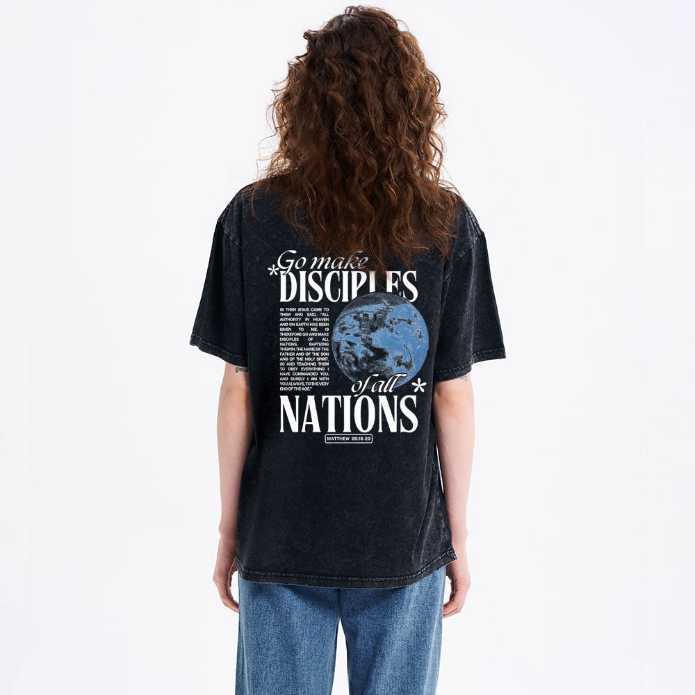 Go Make Disciples Christian Washed T-Shirt