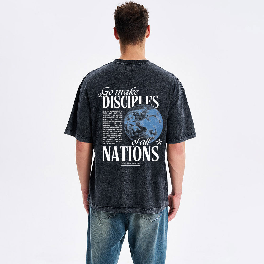 Go Make Disciples Christian Washed T-Shirt