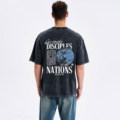 Go Make Disciples Christian Washed T-Shirt