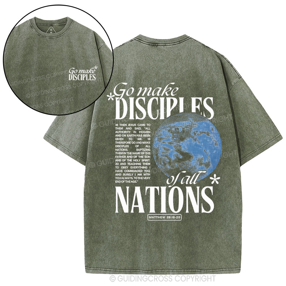 Go Make Disciples Christian Washed T-Shirt