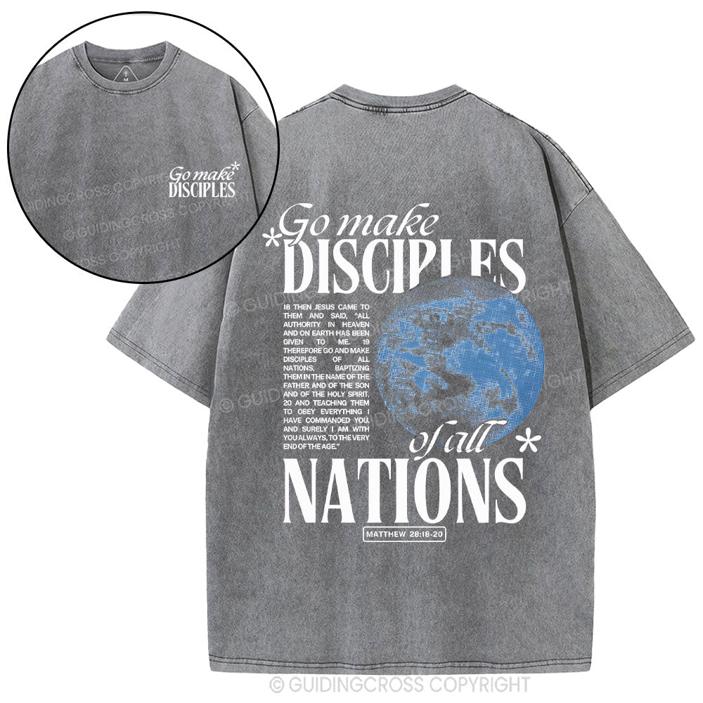Go Make Disciples Christian Washed T-Shirt